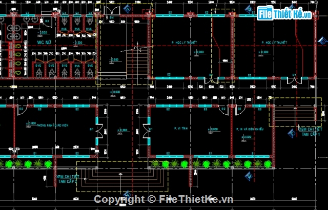 khối nhà học tập,trường nam việt,file thiết kế